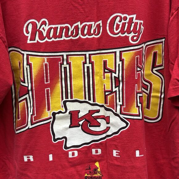 Vintage 1997 Kansas City Chiefs‎ Riddell T-Shirt Single Stitch 90s XXL-READ Hole - Picture 2 of 12